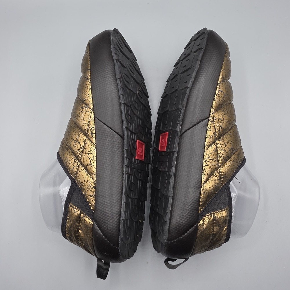 The North Face Thermoball Slippers Womens  7 Gold Black Faux Fur Lined Hard Sole - Picture 9 of 14